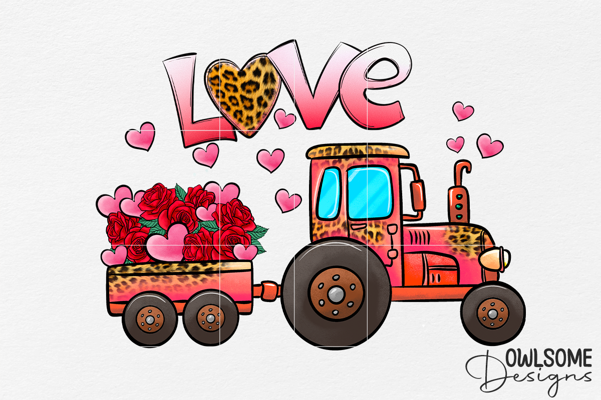 Love Tractor Valentine PNG Sublimation Buy tshirt designs