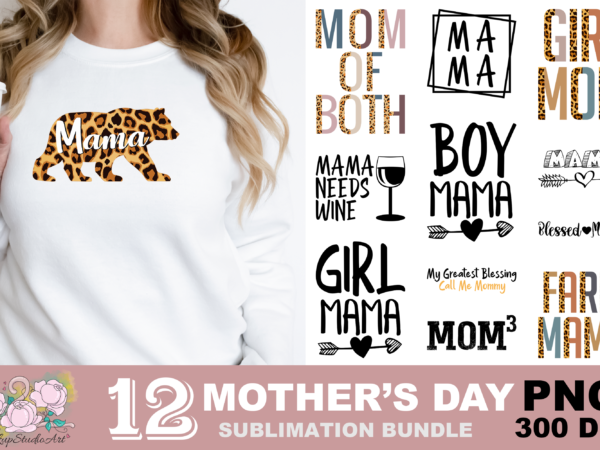 Mama bear mom of both mama png sublimation design