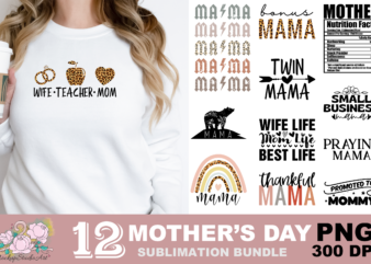 Mama Bear Twin Mama Wife Life PNG Sublimation Design