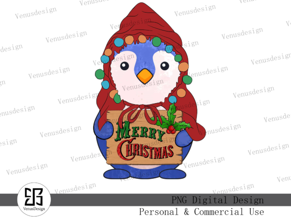 Merry christmas penguin png t shirt designs for sale