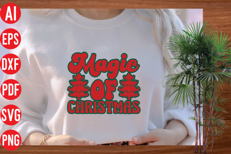 Magic of Christmas Retro T shirt design, Magic of Christmas Retro SVG cut file, Magic of Christmas Retro SVG design, Christmas Png, Retro Christmas Png, Leopard Christmas, Smiley Face Png,