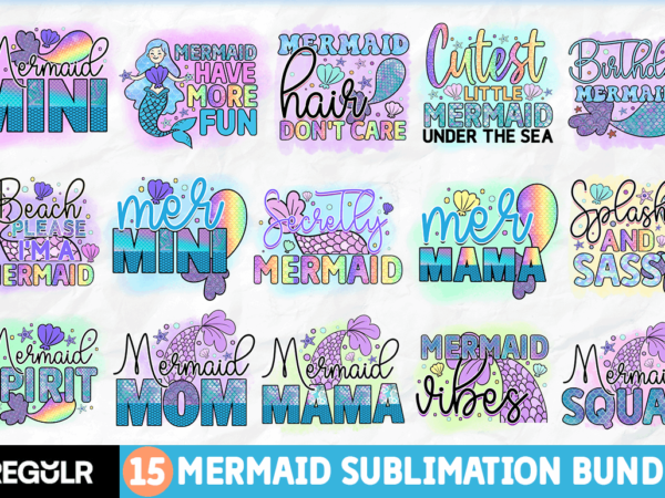 Mermaid sublimation bundle t shirt designs for sale