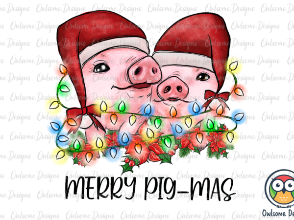 Merry pig mas funny christmas png sublimation t shirt designs for sale