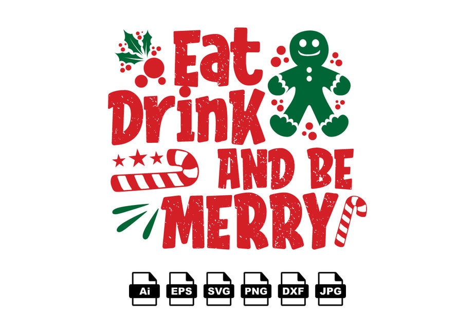 Eat Drink and Be Merry Christmas SVG Graphic by CraftHub · Creative Fabrica