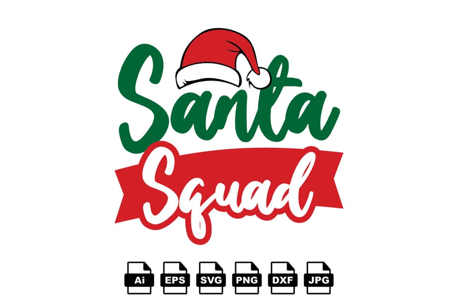 Santa squad Merry Christmas shirt print template, funny Xmas shirt ...