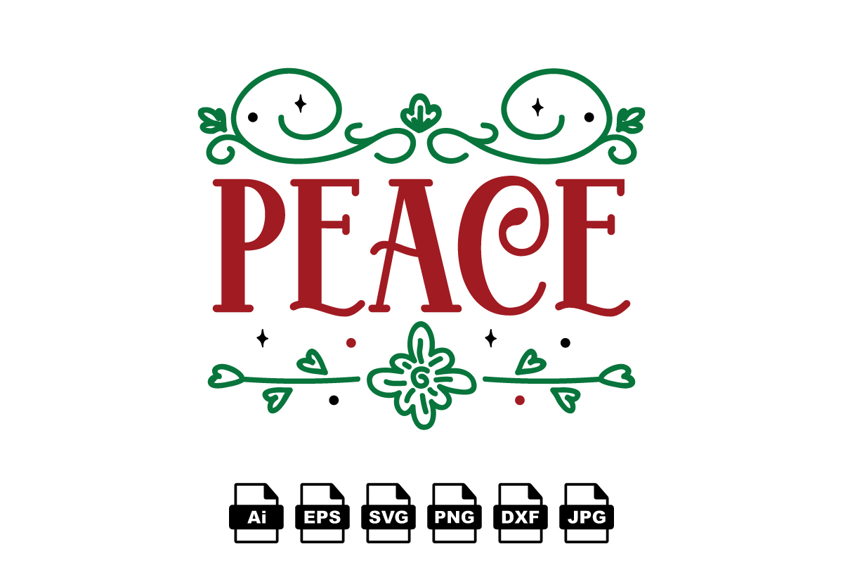 Peace Merry Christmas shirt print template, funny Xmas shirt design ...