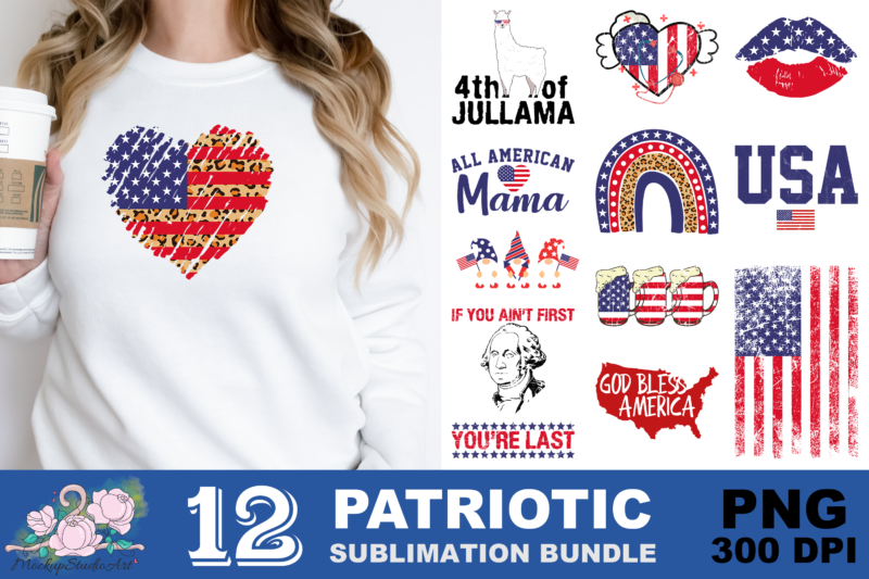 American Flag Patriotic PNG Sublimation Design