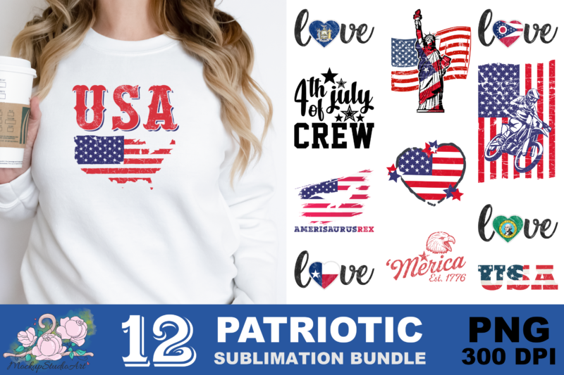 American Flag 4th of July Patriotic PNG Sublimation Design