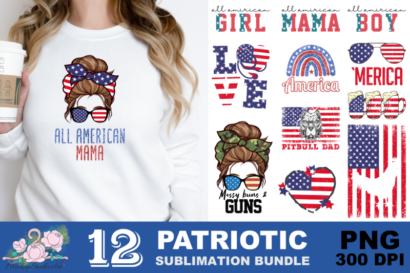 All American Mama 4th of July PNG Sublimation Design