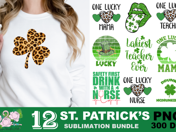 Shamrock lucky st patrick’s day png sublimation design