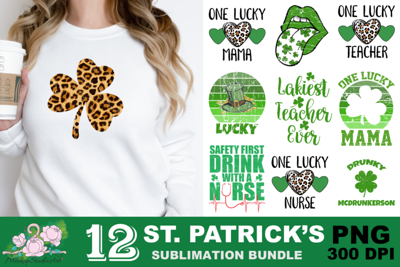 Shamrock Lucky St Patrick’s Day PNG Sublimation Design