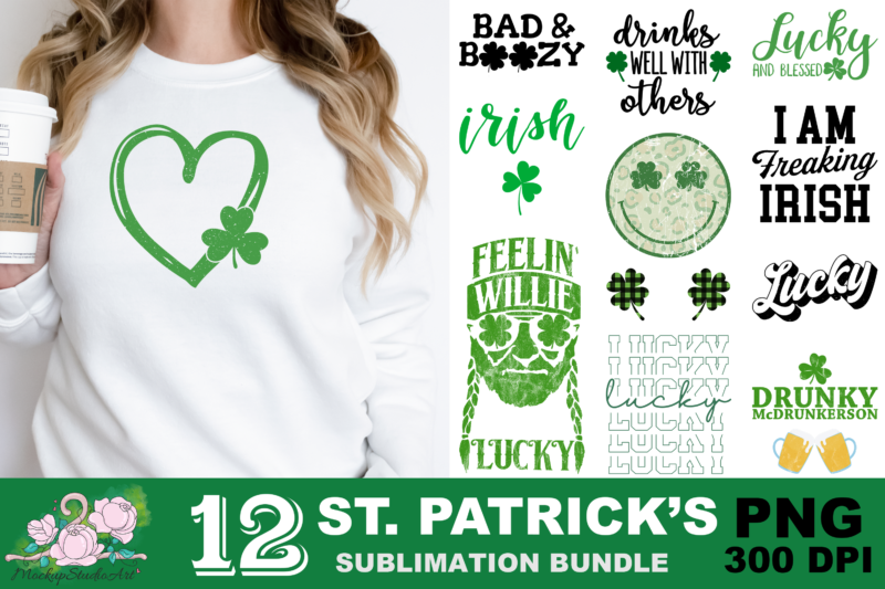 Shamrock Smile Lucky St Patrick’s Day PNG Sublimation Design