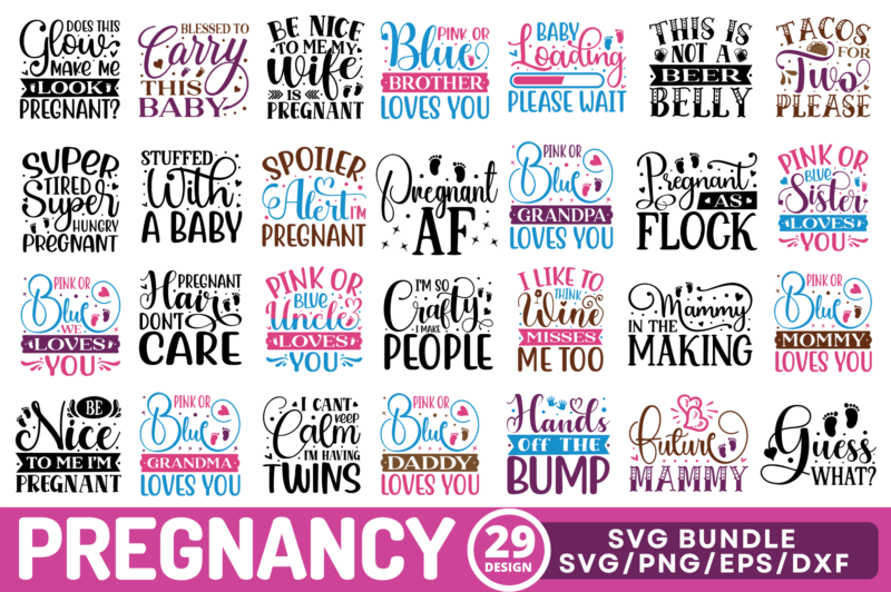 Pregnancy SVG Bundle  Funny Shirt Designs SVG (2626133)