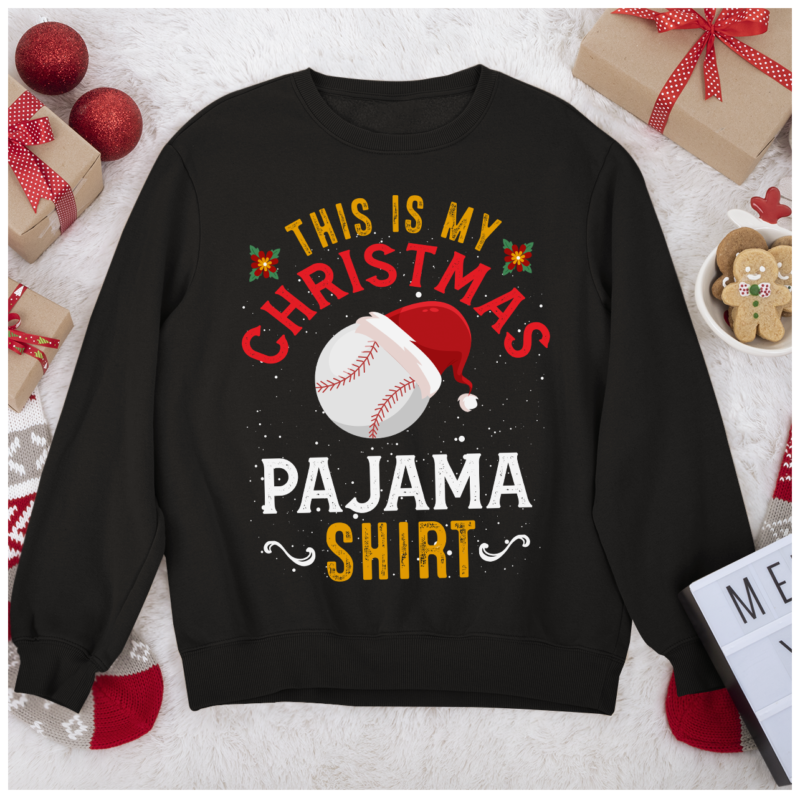 RD This Is My Christmas Pajama Shirt Funny Santa Baseball Team Shirt-1