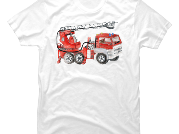 Red fire truck drawing - Buy t-shirt designs