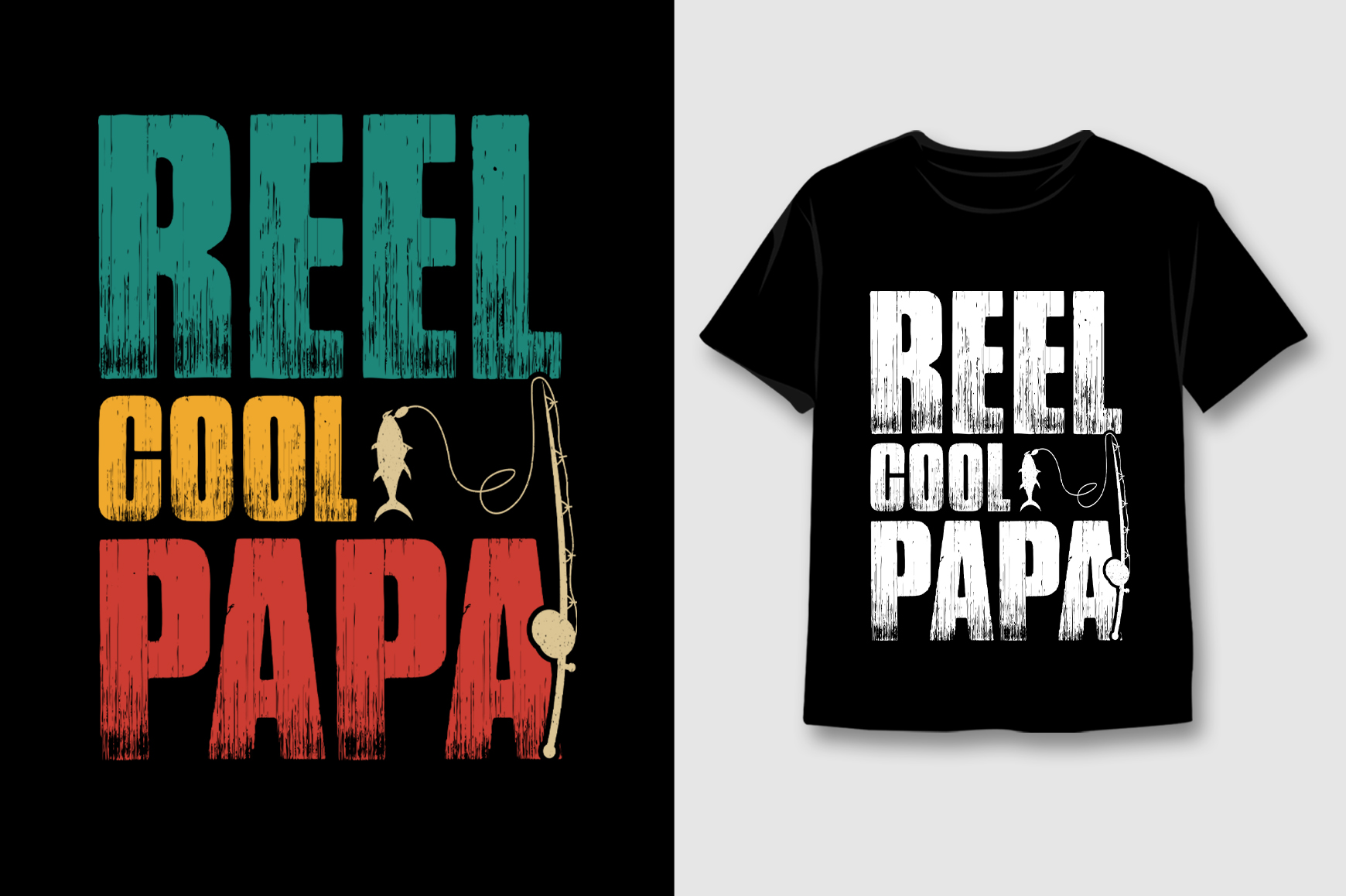 Reel Cool Papa Fishing T-Shirt Design,Fishing,Fishing TShirt