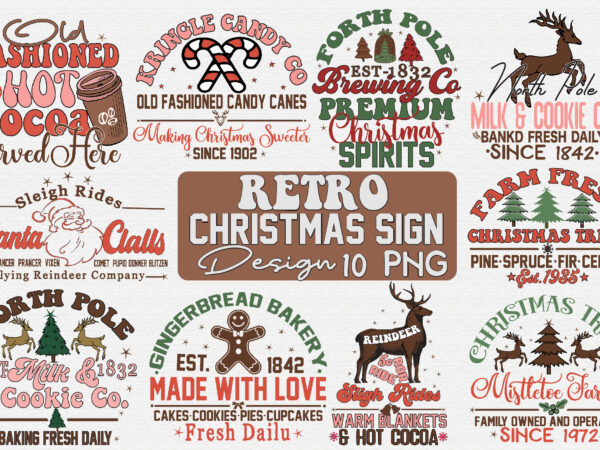 Retro christmas sign sublimation bundle t shirt design online