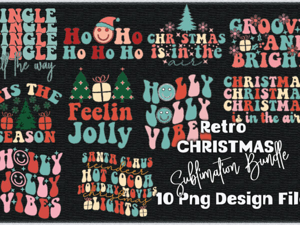 Retro christmas sublimation bundle t shirt design online