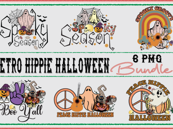 Retro hippie halloween bundle t shirt design online