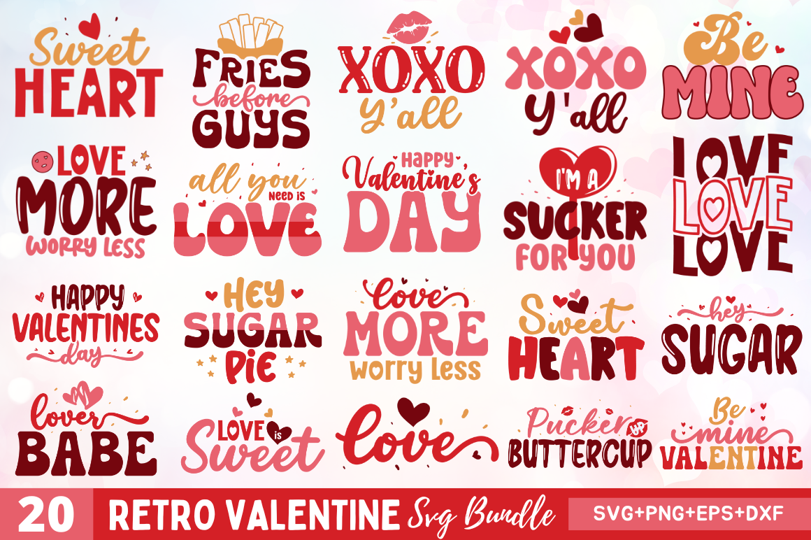 Retro Valentine SVG Bundle - Buy t-shirt designs