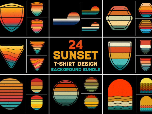 Retro vintage sunset grunge background bundle for t-shirt design