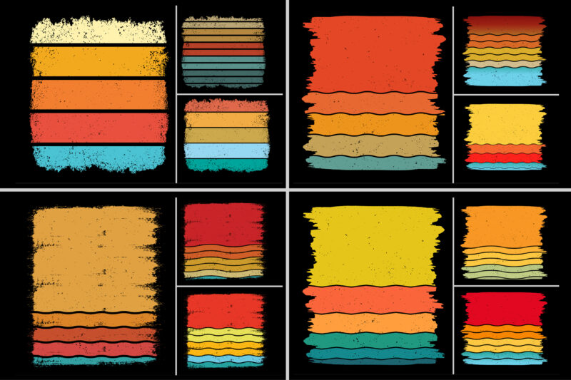 Sunset Retro Vintage Grunge Background Bundle for T-Shirt Design