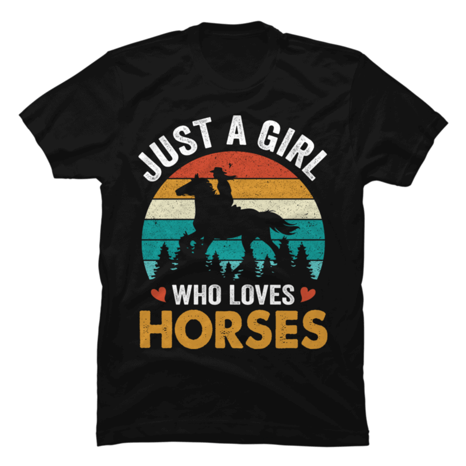 Retro Vintage Sunset Just A Girl Who Loves Horses - Buy t-shirt designs