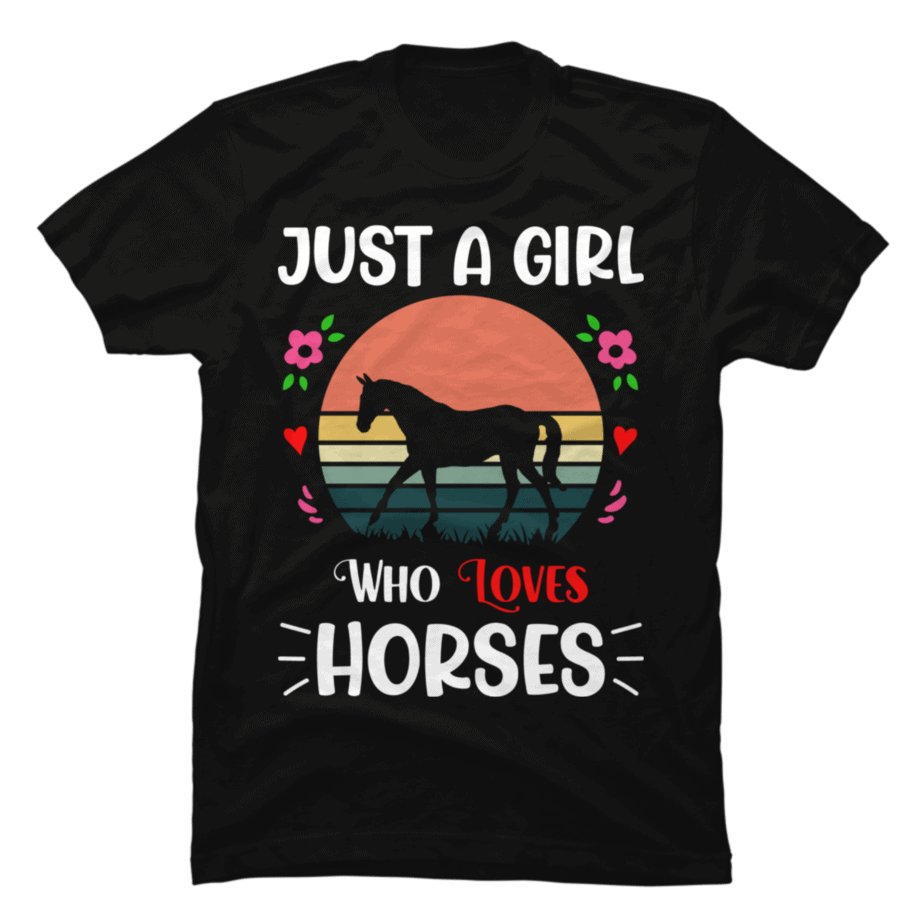 Retro Vintage Sunset Just A Girl Who Loves Horses 1 - Buy t-shirt designs