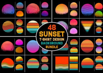 Retro Vintage Sunset T-Shirt Design Background Vector Bundle