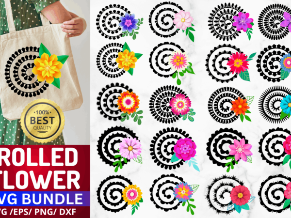 Rolled flower svg bundle t shirt design online