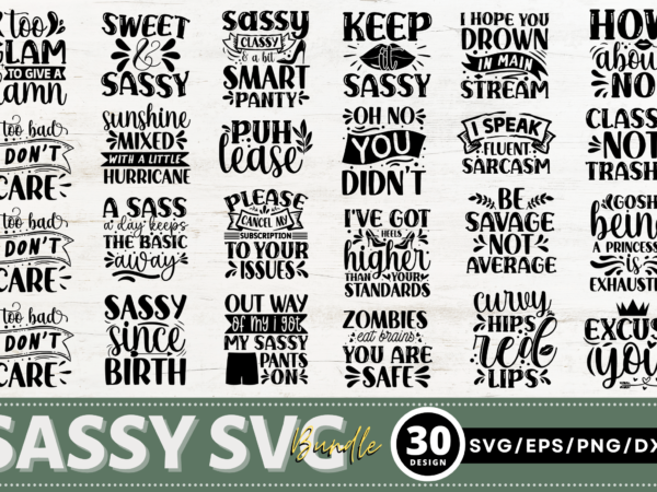 Sassy svg bundle t shirt template vector