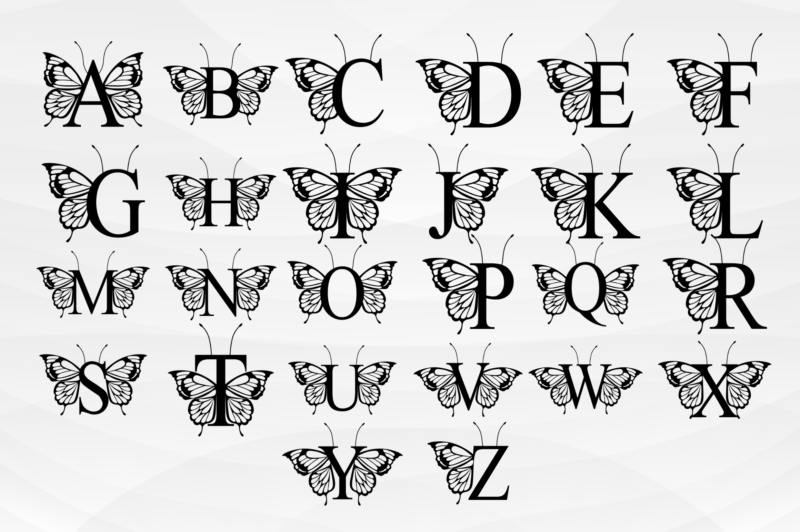Butterfly Letters A-Z SVG - Buy t-shirt designs