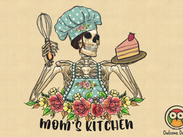 Skeleton mom kitchen sublimation png t shirt template vector