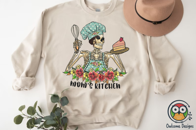 Skeleton Mom Kitchen Sublimation PNG