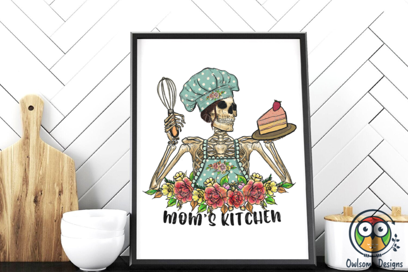 Skeleton Mom Kitchen Sublimation PNG