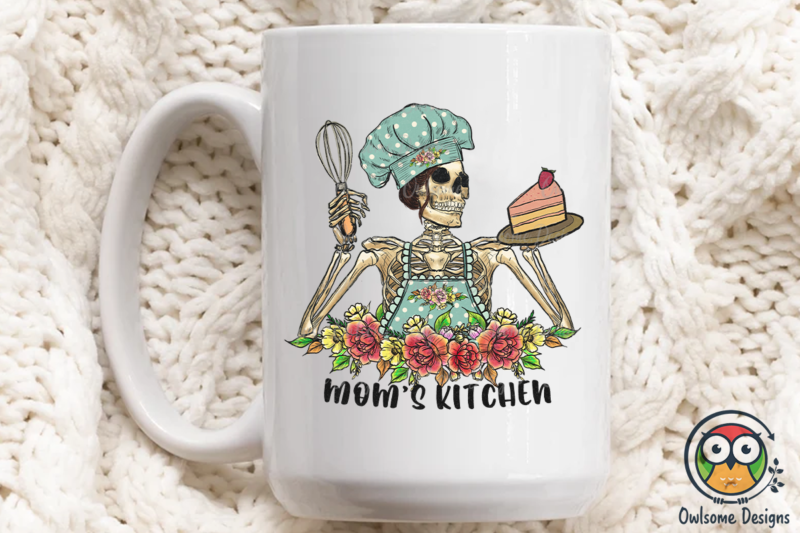 Skeleton Mom Kitchen Sublimation PNG