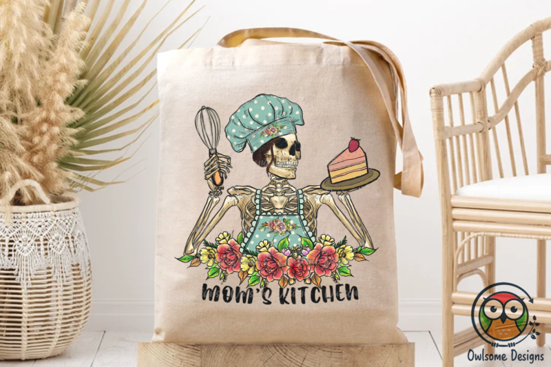 Skeleton Mom Kitchen Sublimation PNG