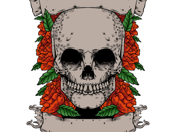 Skull rose t shirt template vector