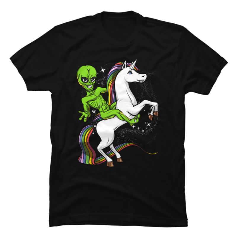 Space Alien Riding Unicorn UFO