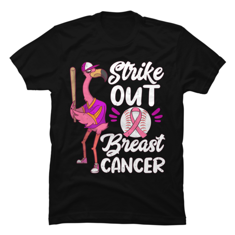 Strike Out Breast Cancer Baseball Ball Flamingo Awareness - Buy T-shirt 