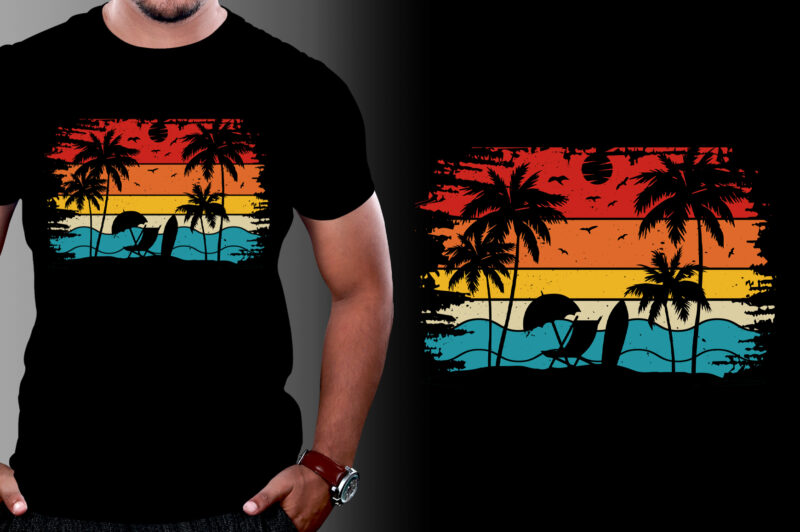 Retro Vintage Sunset T-Shirt Design Graphic Vector Bundle