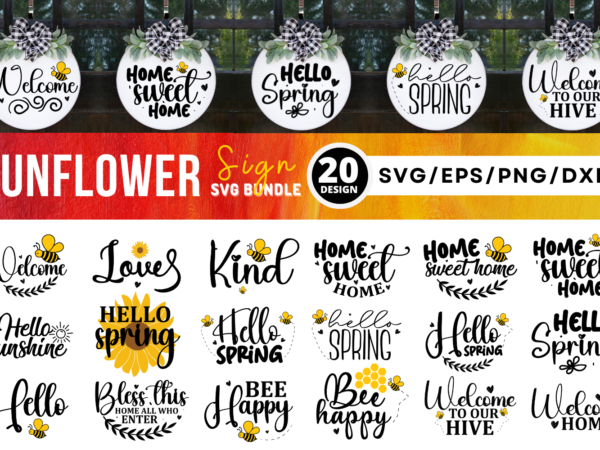 Sunflower door signs bundle t shirt template vector