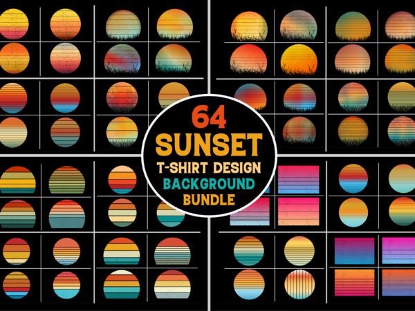 Sunset retro vintage grunge background bundle for t-shirt design