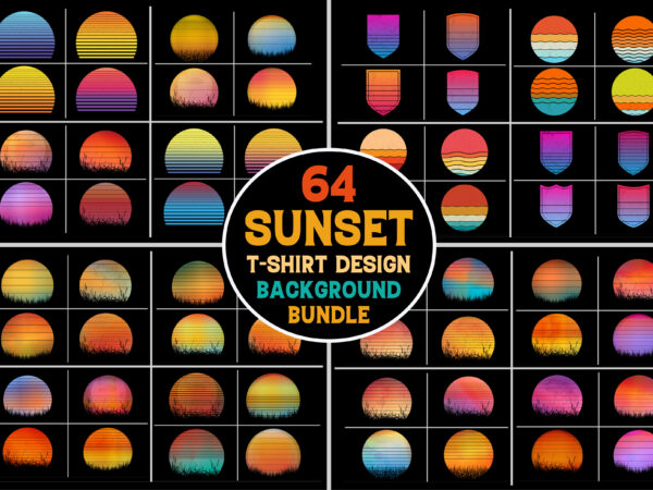 Sunset retro vintage grunge background bundle for t-shirt design