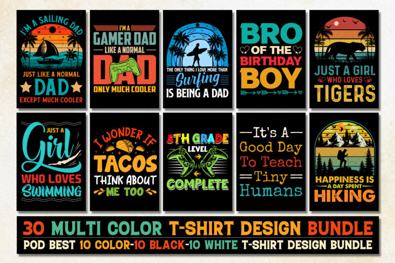 Sunset Vintage T-Shirt Design Bundle