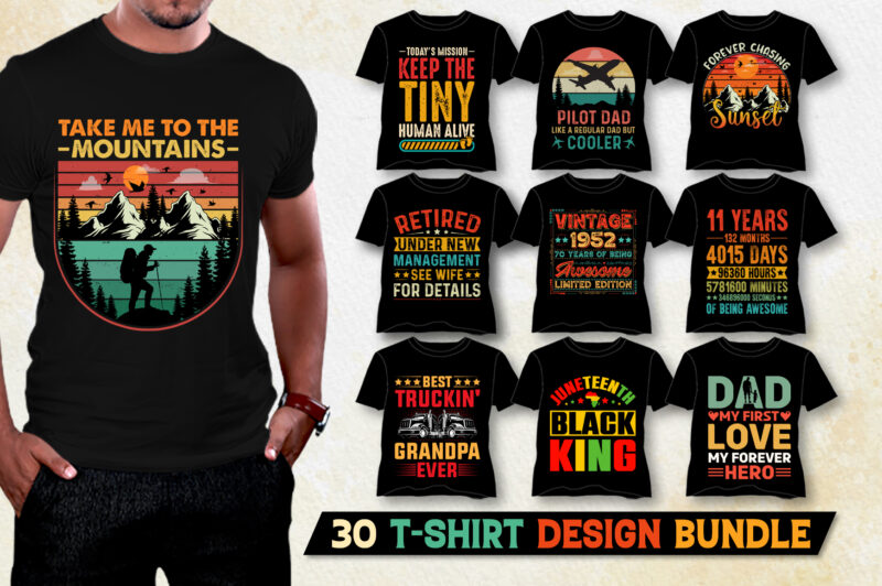 Sunset Vintage T-Shirt Design Bundle