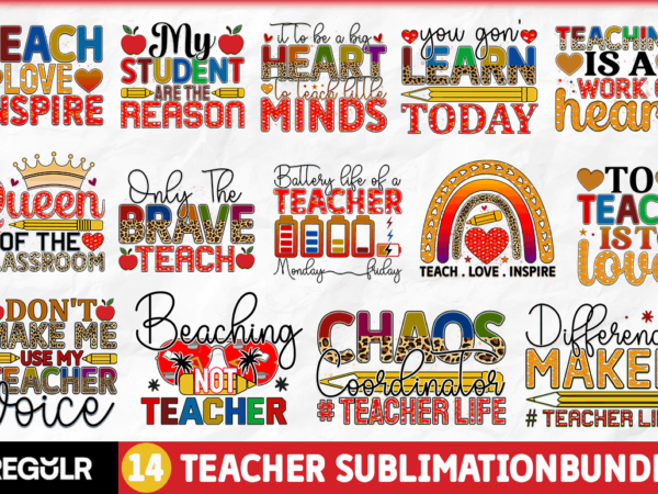 Teacher sublimation bundle t shirt designs for sale