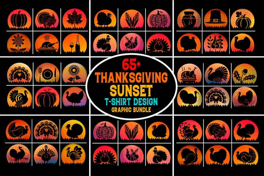 Thanksgiving Sunset T-Shirt Graphic Bundle - Buy t-shirt designs