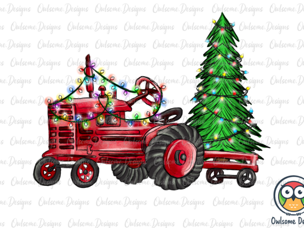 Tracktor farm christmas png sublimation t shirt designs for sale