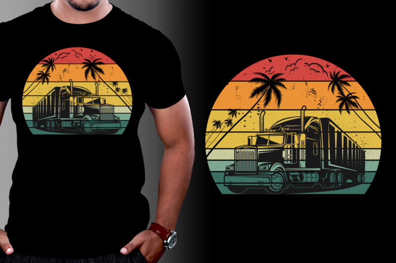 Retro Vintage Sunset T-Shirt Design Graphic Vector Background Bundle